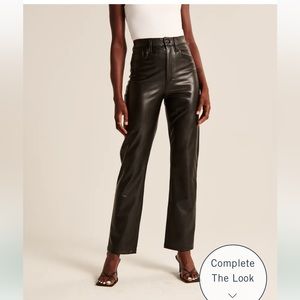 Abercrombie & Fitch Vegan Leather 90s Straight Ultra High Rise Pants Black SZ 28